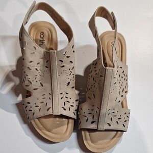 Earth Origins Taupe Laser-Cut Slingback Sandals